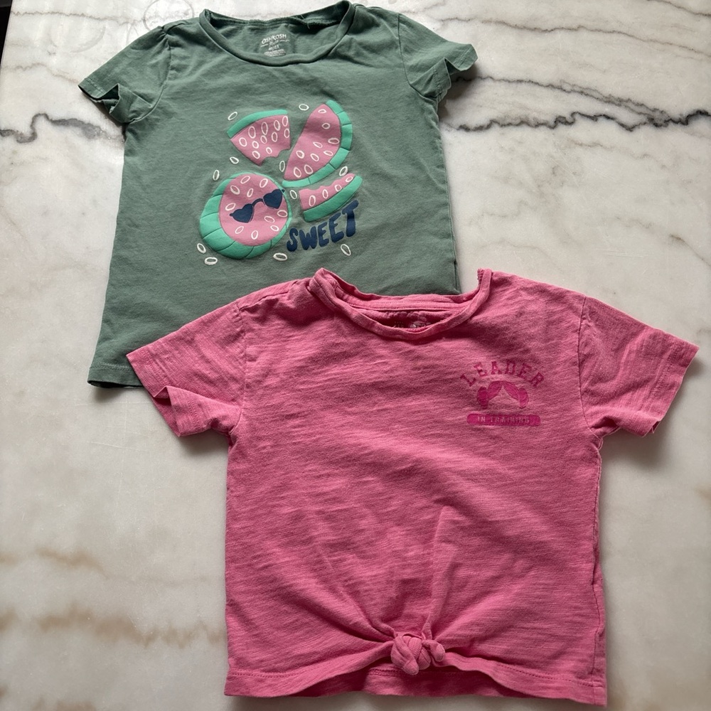 Girls 4t OshKosh B'gosh Sweet Watermelon and Gap Star Wars Pink Leader Tees